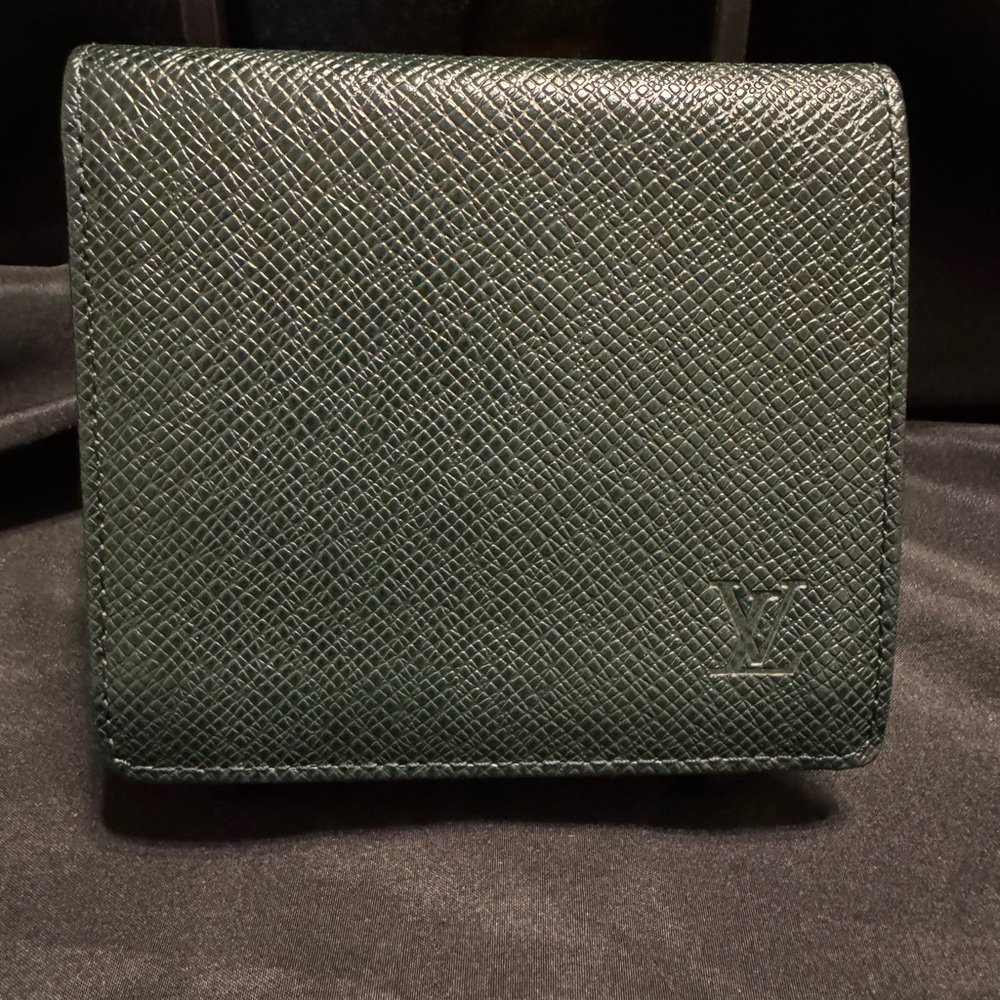 Louis Vuitton Taiga Textured Dark Green Wallet